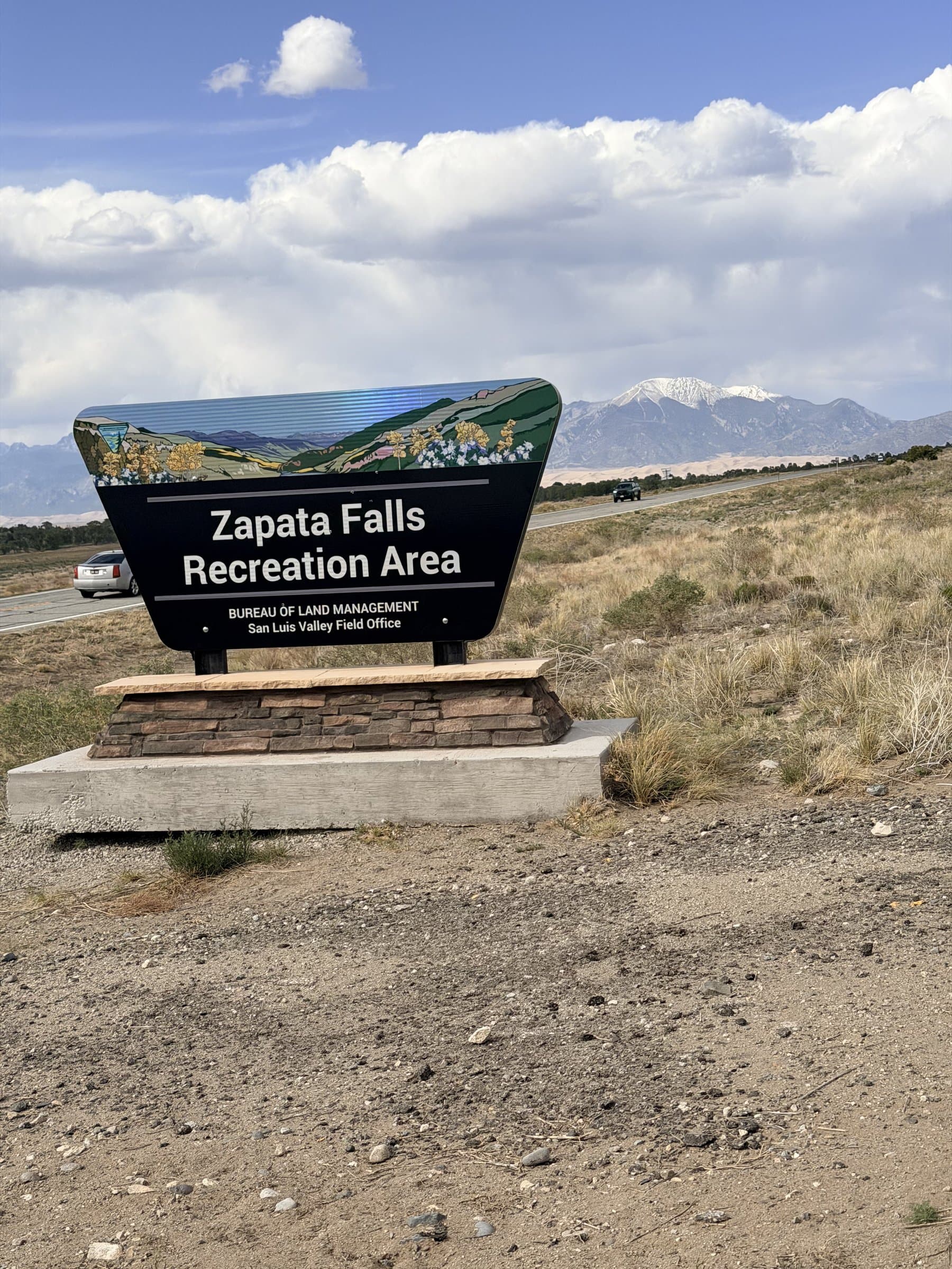 Zapata Falls Recreation Area sign